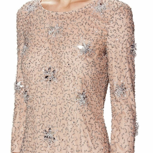 French Connection Silver Sequin Long Sleeve Sheath Dress - Picture 7 of 7